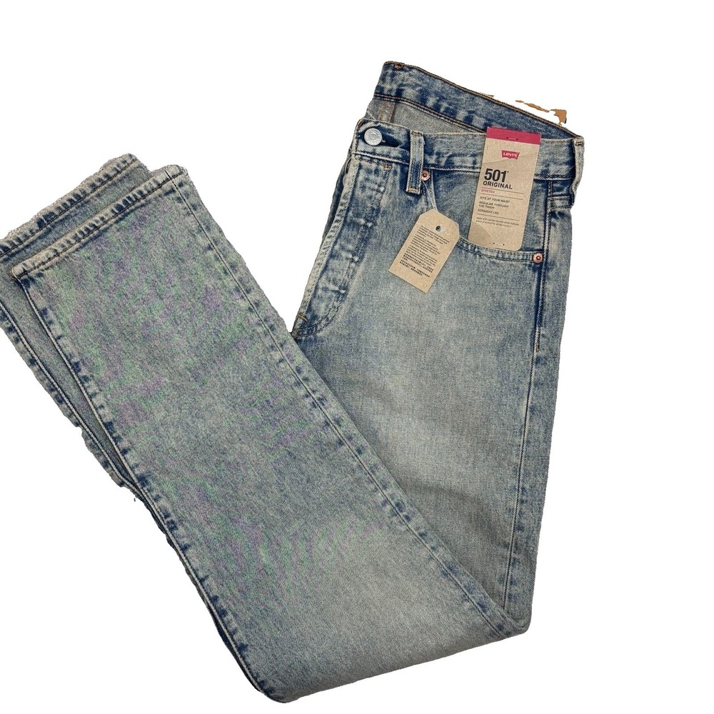Levi's 501 Original Jeans Men's Size W32 L34 Stretch Button Fly Light Wash